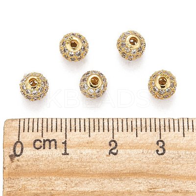 Brass Cubic Zirconia Beads ZIRC-F001-02G-6MM-1