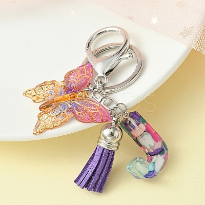 Resin Letter & Acrylic Butterfly Charms Keychain KEYC-YW00001-10-1