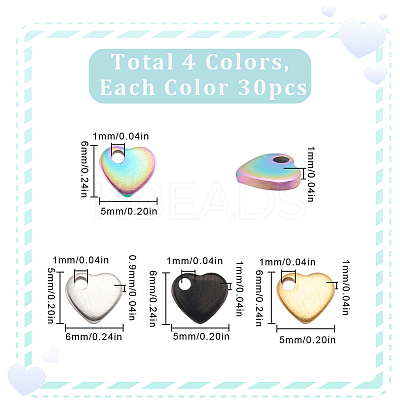 120Pcs 4 Colors 304 Stainless Steel Charms STAS-SC00008-85-1