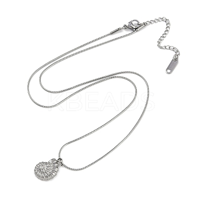 304 Stainless Conch Shell Shaped Pendant Round Snake Chain Necklaces NJEW-Z044-03P-1