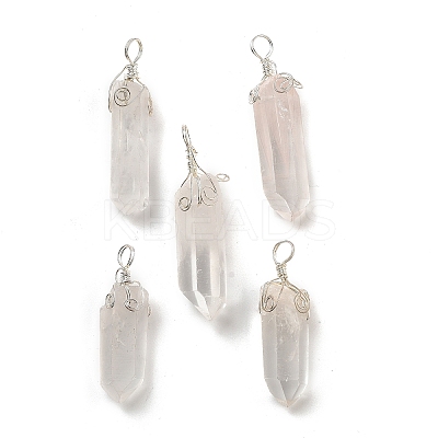 Natural Quartz Crystal Big Pointed Pendants G-P253-01P-1