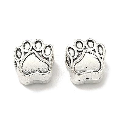 Tibetan Style Zinc Alloy Dog Paw Prints European Beads MPDL-R038-008AS-RS-1
