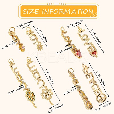 4Pcs 4 Style Eco-Friendly Brass Micro Pave Cubic Zirconia with Glass Pendants KK-SZ0005-79-1
