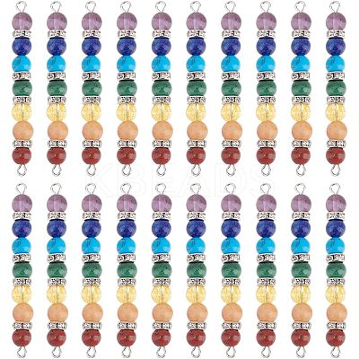 20Pcs Chakra Natural & Synthetic Gemstone Connector Charms FIND-HY0001-32-1