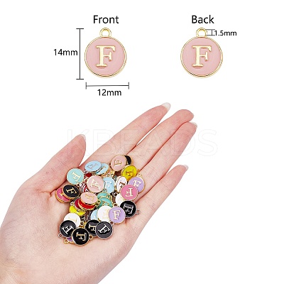 120Pcs 12 Colors Golden Plated Alloy Charms ENAM-SZ0001-64F-1