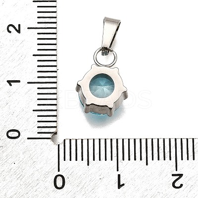 304 Stainless Steel Pave Cubic Zirconia Pendants STAS-B086-12P-02-1