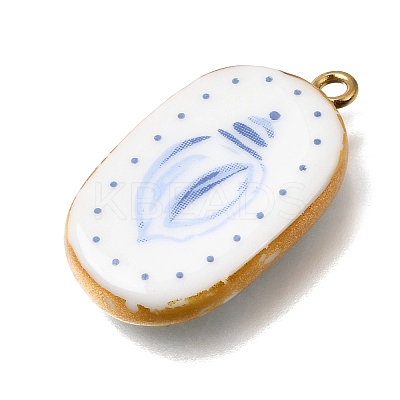 Fruit & Floral & Animals Printed Handmade Porcelain Pendants X-STAS-Z207-01G-01-1