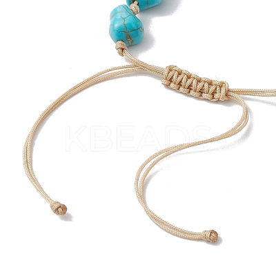 2Pcs Adjustable Synthetic Turquoise Dyed Beads & Natural Cowrie Shell Beaded Braided Bead Bracelets for Women BJEW-JB11544-1