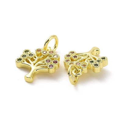 Brass Micro Pave Cubic Zirconia Charms KK-E068-VF090-1