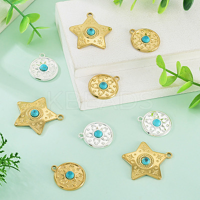 9Pcs 3 Styles Synthetic Turquoise Pendants STAS-TA0006-41-1