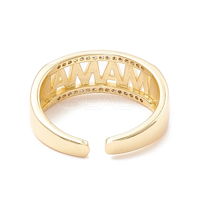 Word Mama Cubic Zirconia Cuff Ring KK-K262-02G-1