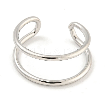 Non-Tarnish 304 Stainless Steel Hollow Open Cuff Ring for Women RJEW-A043-12P-1