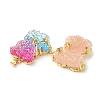 Rack Plating Brass Resin Cubic Zirconia Pendants KK-K274-04G-1