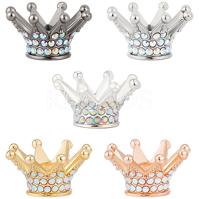 10Pcs 5 Colors Alloy Rhinestone Crown Beads FIND-PA0001-33-1