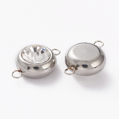 Stainless Steel Color Plated 304 Stainless Steel Pave Cubic Zirconia Links Connectors STAS-I169-02P-01-1