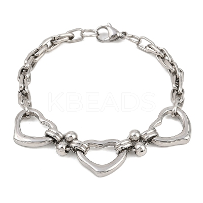 201 Stainless Steel Cable Chain Bracelets for Women BJEW-B143-14P-1