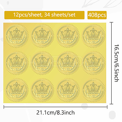 34 Sheets Self Adhesive Gold Foil Embossed Stickers DIY-WH0509-016-1