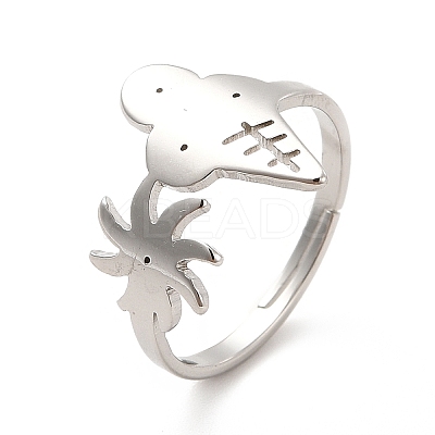 Non-Tarnish 201 Stainless Steel Sun & Ice Cream Adjustable Ring for Women RJEW-F131-02P-1