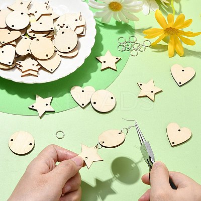 180Pcs 3 Styles Undyed Unfinished Wood Links WOOD-CJ0002-24-1