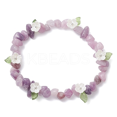Natural Lepidolite Chip Beaded Stretch Bracelets for Women BJEW-JB12311-03-1
