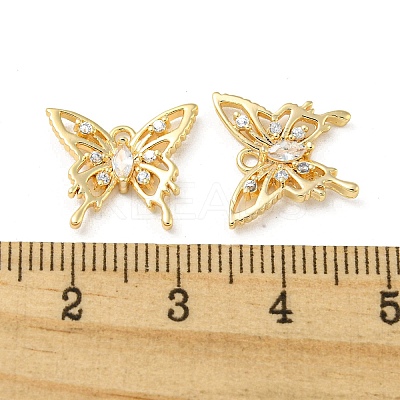 Hollow Brass Micro Pave Cubic Zirconia Pendants X-KK-H460-51G-1