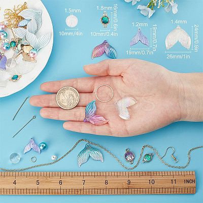 DIY Mermaid and Fishtail Shape Drop Earring Making Kit DIY-SC0018-15-1
