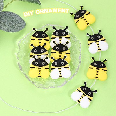 10Pcs 2 Styles Bee Silicone Beads JX692A-1