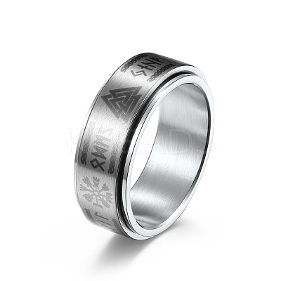Viking Word 304 Stainless Steel Rotatable Finger Rings for Men FS-WGA52A7-03-1