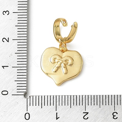 Christmas Brass Rhinestone Heart Pendant Decorations KK-H498-01G-06-1