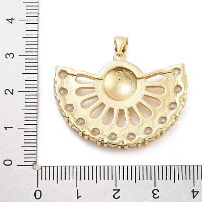 Fan Shaped Rack Plating Brass Micro Pave Cubic Zirconia Pendants KK-G512-28A-G-1