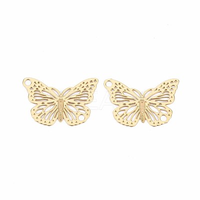 Rack Plating 304 Stainless Steel Filigree Connerctor Charms X-STAS-T057-48G-1