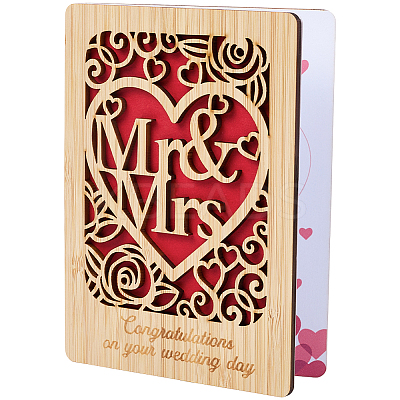 Wedding Bamboo Greeting Card AJEW-WH20060-11A-1