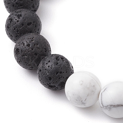 Halloween Natural Howlite and Lava Rock Beaded Stretch Bracelets BJEW-TA00473-1