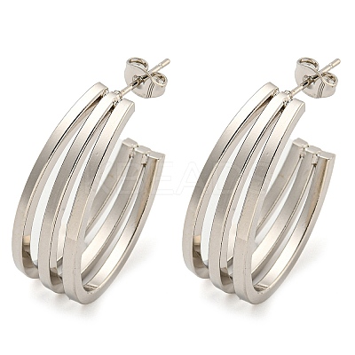 Tarnish Resistant Letter C 202 Stainless Steel Multi Layered Stud Earrings EJEW-H003-14P-1