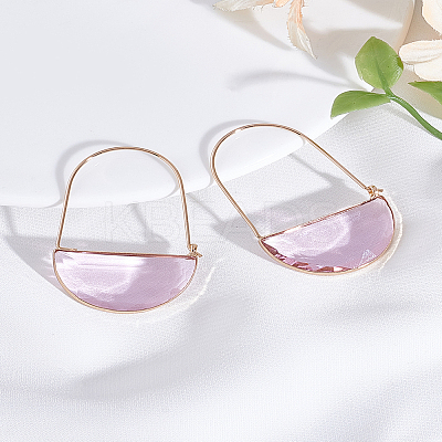 1 Pair Brass Glass Hoop Earrings for Women EJEW-LP0003-53D-1