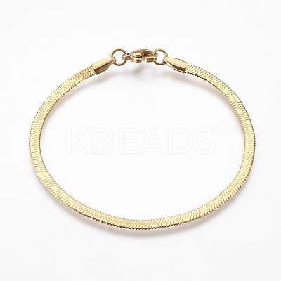 Ion Plating(IP) 304 Stainless Steel Herringbone Chain Bracelets BJEW-P236-15G-1