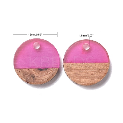 8 Colors Resin & Walnut Wood Pendants RESI-X0001-30A-1