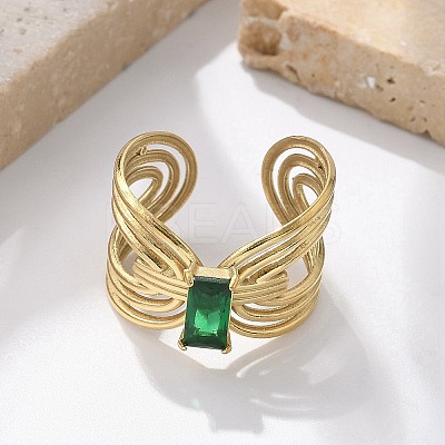 304 Stainless Steel Cuff Rings for Women RJEW-D302-03G-08-1