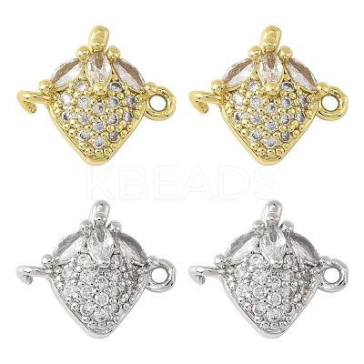 4Pcs 2 Colors Brass Pave Cubic Zirconia Fruit Connector Charms KK-FS0001-73C-1