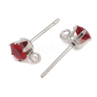304 Stainless Steel Micro Pave Cubic Zirconia Stud Earring Findings STAS-H240-56P-03-1