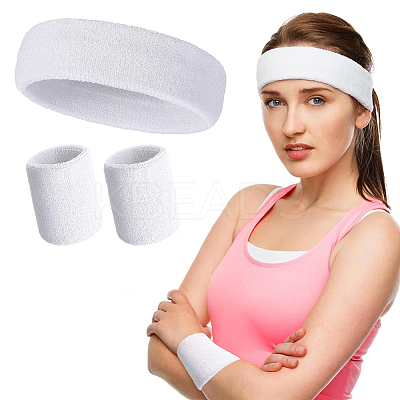 2 Bags Cotton Sports Headband & Wristband Set AJEW-CN0004-74A-1