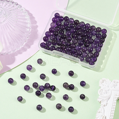 100Pcs Natural Amethyst Beads G-SP0001-22B-1