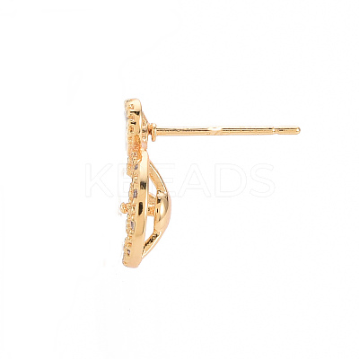 Brass Micro Pave Clear Cubic Zirconia Earring Findings X-KK-T062-218G-NF-1