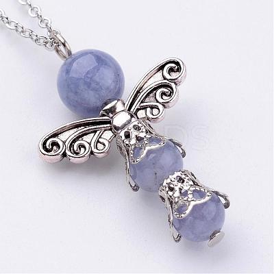 Natural Gemstone Pendant Necklaces NJEW-JN01645-1