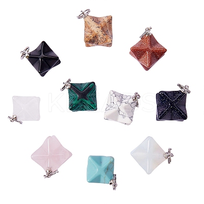10Pcs 10 Style Natural & Synthetic Gemstone Pendants G-SZ0001-58-1