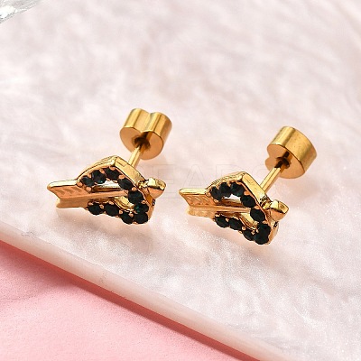 Ion Plating(IP) 304 Stainless Steel Heart Stud Earring EJEW-A118-18G-01-1