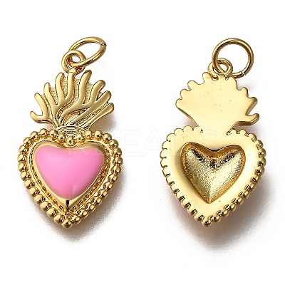 Golden Tone Brass Enamel Pendants KK-K750-01G-C-1