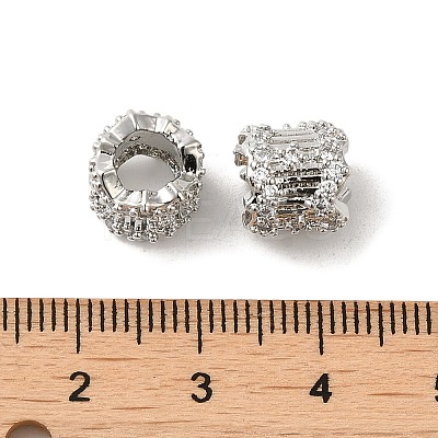 Rack Plating Brass Micro Pave Cubic Zirconia European Beads KK-Q795-03P-1