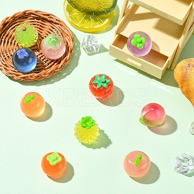 10Pcs 10 Styles Fruit Transparent Resin Cabochons RESI-CJ0004-83-1
