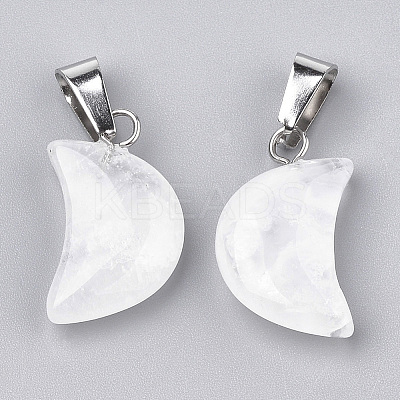 Moon Natural Quartz Crystal Pendants LS-X-G-Q369-04-1